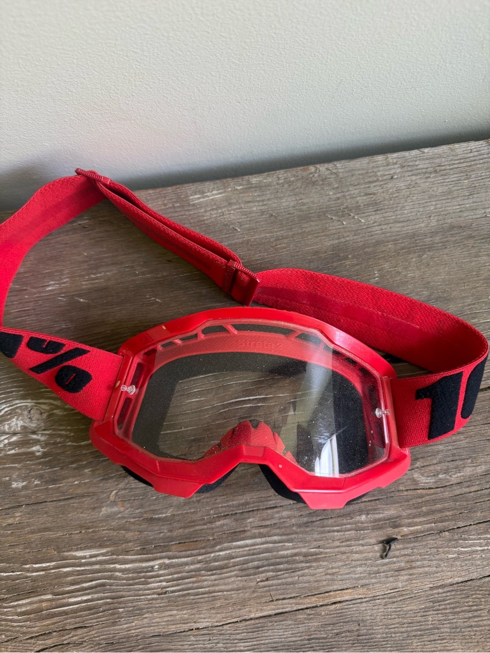 Men's Red Motocross/MTB/Ski Goggles with Clear Lens